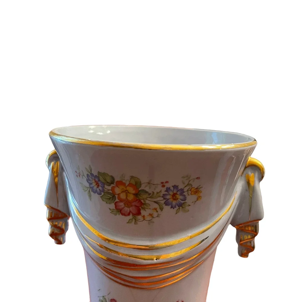Vintage C D Peacock Anniversary Vase‎ P133 Blue Floral 10